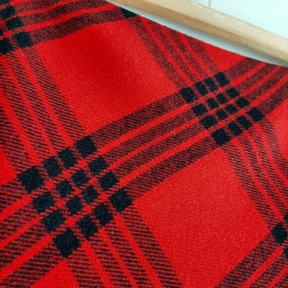 TALBOTS / Wool Blend A-Line Classic Red Plaid Mini Length Skirt Sz 4 - Picture 4 of 11